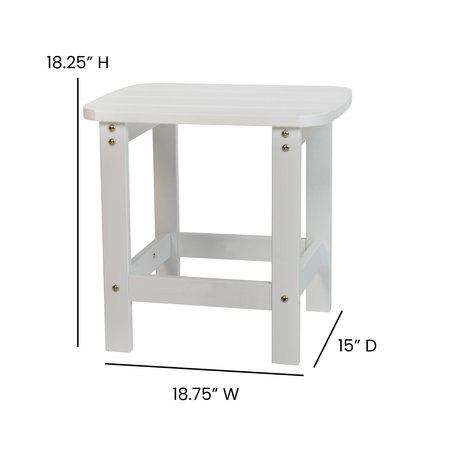 Flash Furniture Charlestown All-Weather Poly Resin Wood Adirondack Side Table in White JJ-T14001-WH-GG